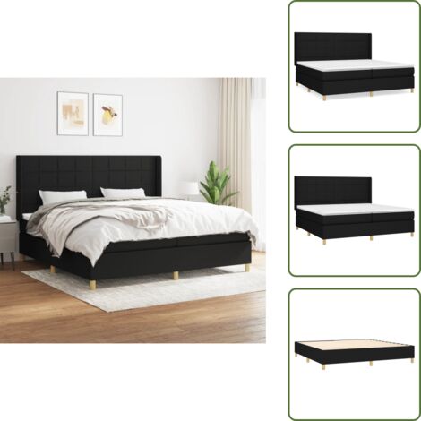 Cama de espaldas - vidaXL Cama box spring con colchón tela negro 200x200 cm - Cama de boca abajo