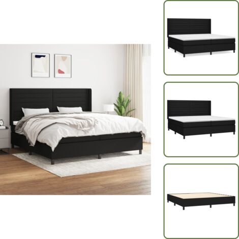 Cama de espaldas - vidaXL Cama box spring con colchón tela negro 200x200 cm - Cama de boca abajo