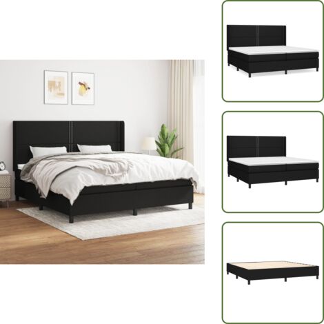 Cama de espaldas - vidaXL Cama box spring con colchón tela negro 200x200 cm - Cama de boca abajo