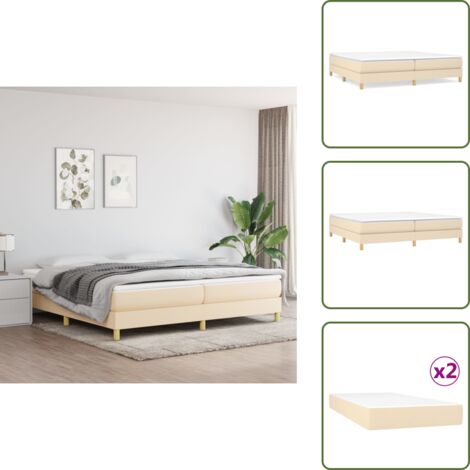 Cama de espuma - vidaXL Cama box spring con colchón tela color crema 200x200 cm - Cama de madera