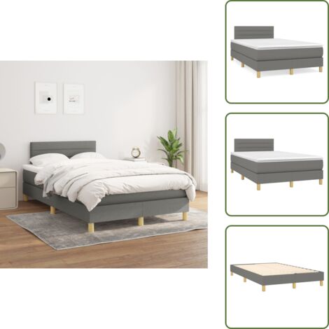 Cama de espuma - vidaXL Cama box spring con colchón tela gris oscuro 120x200 cm - Cama de madera