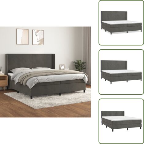 Cama de espuma - vidaXL Cama box spring con colchón terciopelo gris oscuro 200x200 cm - Cama de terciopelo
