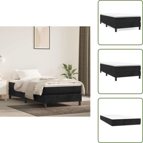 Cama de espuma - vidaXL Cama box spring con colchón terciopelo negro 90x200 cm - Cama de madera
