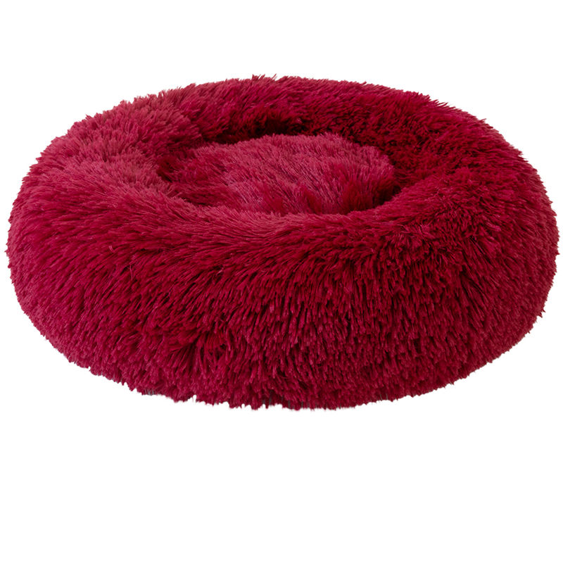 

Cama de felpa redonda suave para mascotas, cama para gatos,Rojo, 70cm