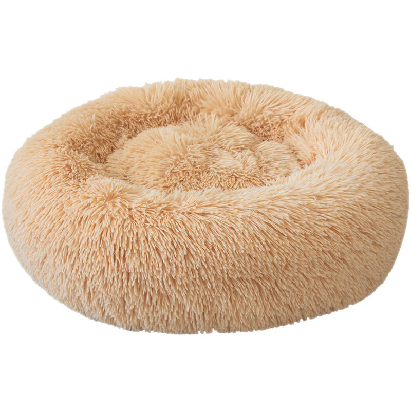 

La felpa suave Cama redonda animal domestico del gato del gato suave cama Cama para gatos perros pequenos, Champagne, de 40 cm de diametro