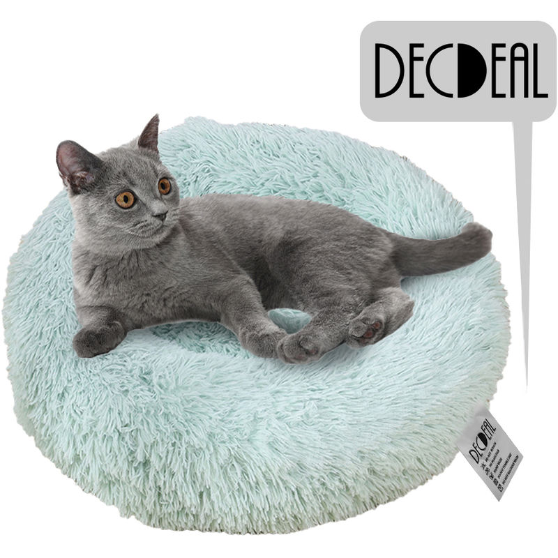 La felpa suave Cama redonda animal domestico del gato del gato suave cama Cama para gatos perros pequenos, de 50 cm de diametro luz verde