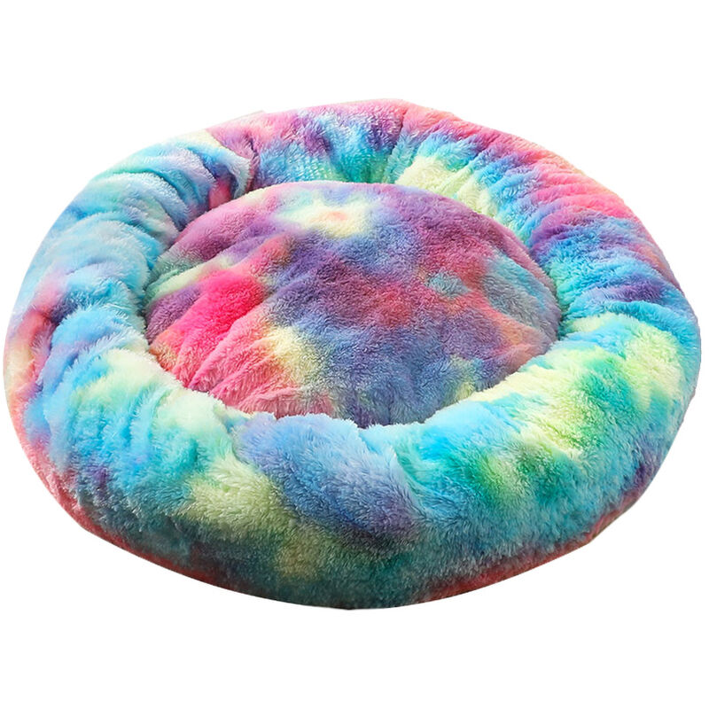 

La felpa suave Cama redonda animal domestico del gato del gato suave cama Cama para gatos perros pequenos, azul, 70 cm de diametro