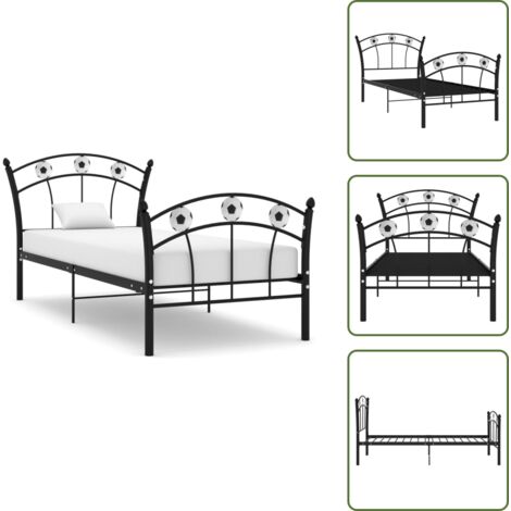 Cama de fútbol - vidaXL Estructura de cama sin colchón metal negro 90x200 cm - Cama sin colchón