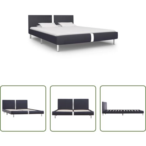 Cama de hierro -  Estructura de cama sin colchón cuero sintético negro 120x200 cm