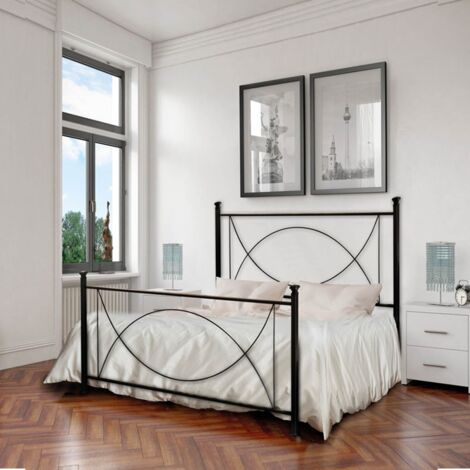 Cama de hierro una y media con reposapiés Nero LAGUNA 126x208x h117 cm