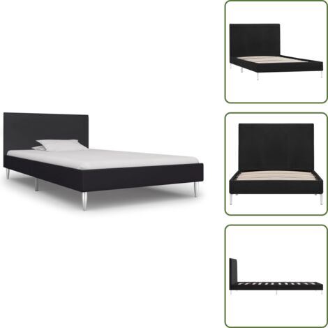Cama de hierro - vidaXL Estructura de cama sin colchón tela negro 90x200 cm - Cama de tela