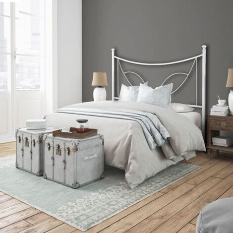 Cama de hierro y medio cuadrado con estructura de cama de hierro TULIP Blanco 126x202x h117 cm