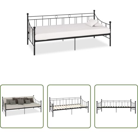 Cama de huéspedes -  Estructura de cama sin colchón metal negro 90x200 cm