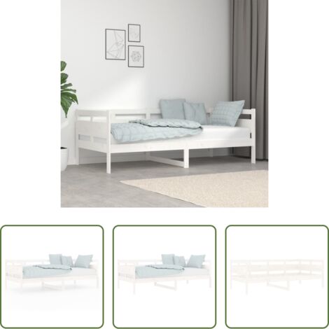 Cama de huéspedes -  Sofá cama madera maciza de pino blanco 90x190 cm