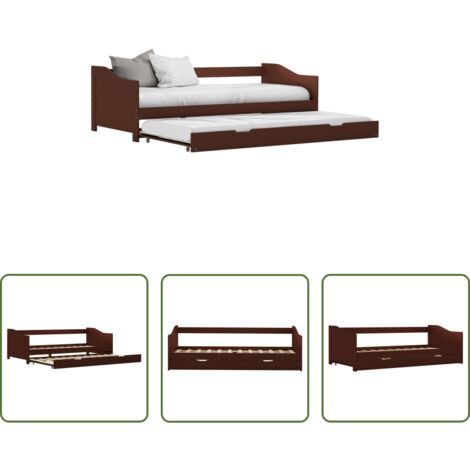 Cama de invitados -  Estructura sofá cama extraíble sin colchón marrón 90x200cm