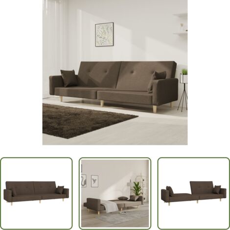 Cama de invitados -  Sofá cama de 2 plazas con dos almohadas tela gris taupe