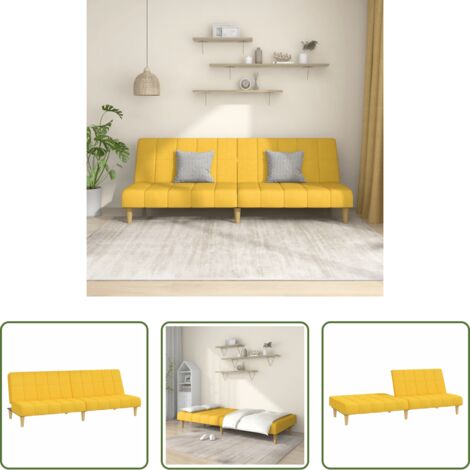 Cama de invitados -  Sofá cama de 2 plazas tela amarillo