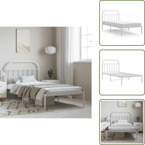Cama de invitados - vidaXL Estructura cama sin colchón con cabecero metal blanco 100x190cm - Cama de metal