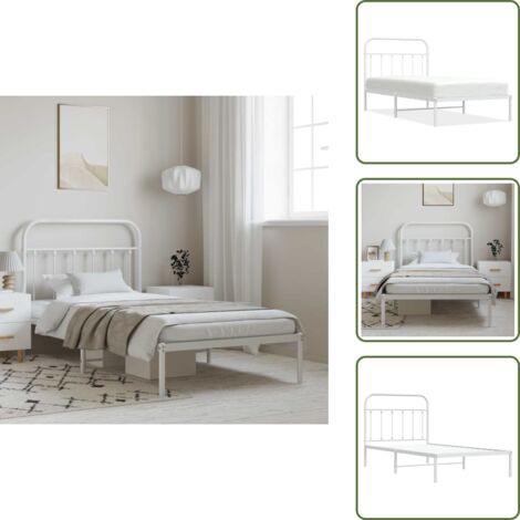 Cama de invitados - vidaXL Estructura cama sin colchón con cabecero metal blanco 100x190cm - Cama de metal
