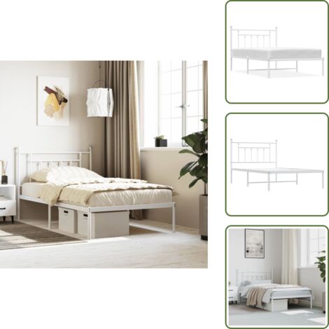 Cama de invitados - vidaXL Estructura cama sin colchón con cabecero metal blanco 107x203cm - Cama de metal
