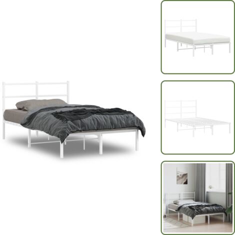 Cama de invitados - vidaXL Estructura cama sin colchón con cabecero metal blanco 120x190cm - Cama de metal