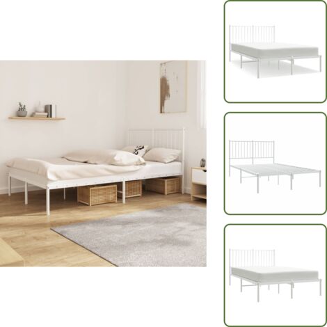 Cama de invitados - vidaXL Estructura cama sin colchón con cabecero metal blanco 120x190cm - Cama de metal