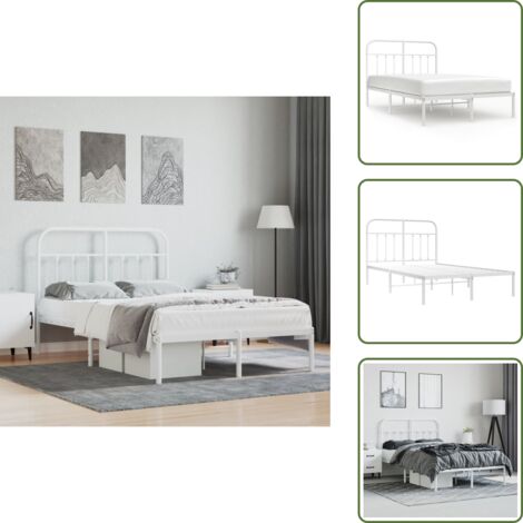 Cama de invitados - vidaXL Estructura cama sin colchón con cabecero metal blanco 120x190cm - Cama de metal