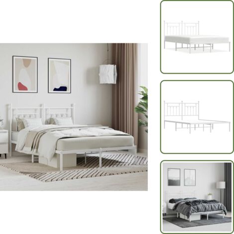 Cama de invitados - vidaXL Estructura cama sin colchón con cabecero metal blanco 140x190cm - Cama de metal