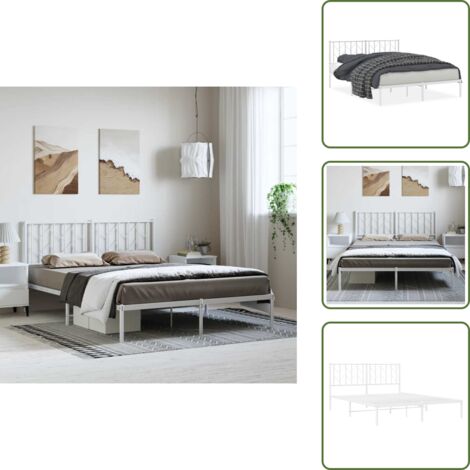 Cama de invitados - vidaXL Estructura cama sin colchón con cabecero metal blanco 150x200cm - Cama de metal