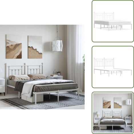Cama de invitados - vidaXL Estructura cama sin colchón con cabecero metal blanco 150x200cm - Cama de metal