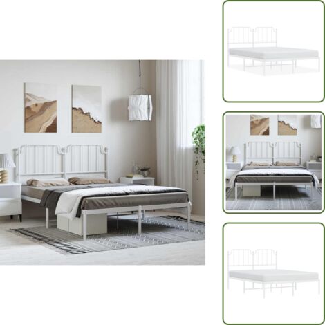 Cama de invitados - vidaXL Estructura cama sin colchón con cabecero metal blanco 150x200cm - Cama de metal