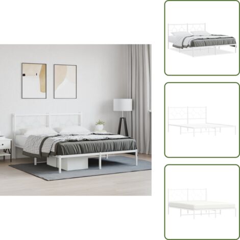 Cama de invitados - vidaXL Estructura cama sin colchón con cabecero metal blanco 150x200cm - Cama de metal
