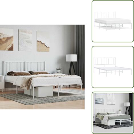 Cama de invitados - vidaXL Estructura cama sin colchón con cabecero metal blanco 160x200cm - Cama de metal