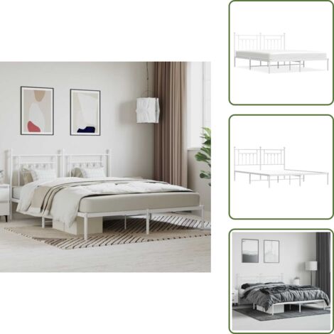 Cama de invitados - vidaXL Estructura cama sin colchón con cabecero metal blanco 180x200cm - Cama de metal