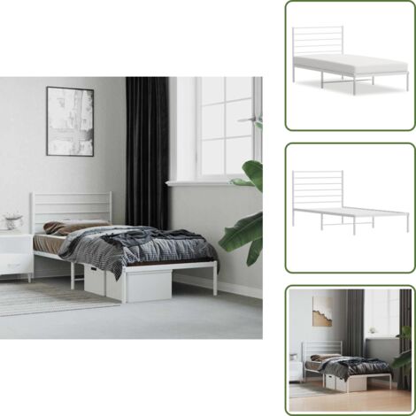 Cama de invitados - vidaXL Estructura cama sin colchón con cabecero metal blanco 75x190 cm - Cama de metal