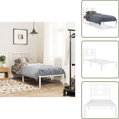 Cama de invitados - vidaXL Estructura cama sin colchón con cabecero metal blanco 75x190 cm - Cama de metal