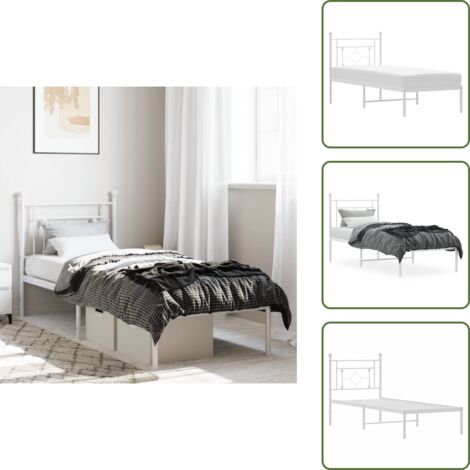 Cama de invitados - vidaXL Estructura cama sin colchón con cabecero metal blanco 75x190 cm - Cama de metal