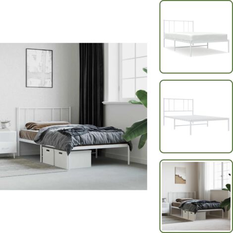 Cama de invitados - vidaXL Estructura cama sin colchón con cabecero metal blanco 75x190 cm - Cama de metal