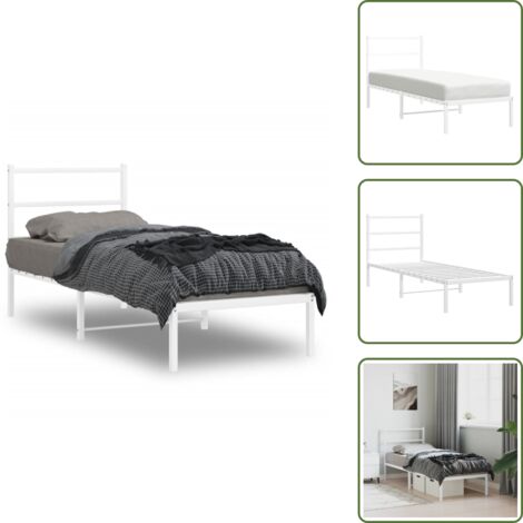 Cama de invitados - vidaXL Estructura cama sin colchón con cabecero metal blanco 80x200 cm - Cama de metal