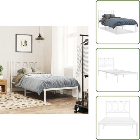 Cama de invitados - vidaXL Estructura cama sin colchón con cabecero metal blanco 80x200 cm - Cama metálica