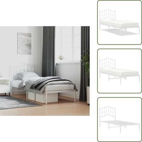 Cama de invitados - vidaXL Estructura cama sin colchón con cabecero metal blanco 90x190 cm - Cama de metal