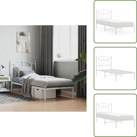 Cama de invitados - vidaXL Estructura cama sin colchón con cabecero metal blanco 90x190 cm - Cama de metal