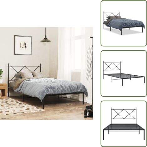 Cama de invitados - vidaXL Estructura cama sin colchón con cabecero metal negro 100x190 cm - Cama de metal