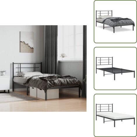 Cama de invitados - vidaXL Estructura cama sin colchón con cabecero metal negro 107x203 cm - Cama de metal