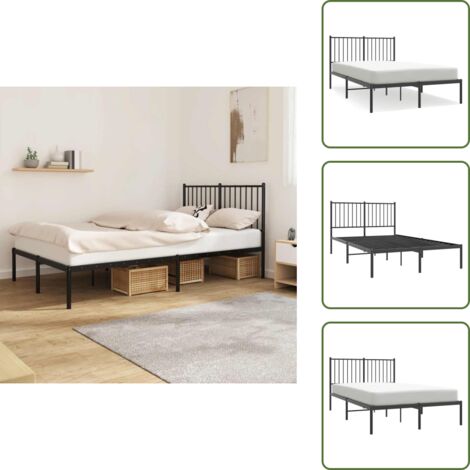 Cama de invitados - vidaXL Estructura cama sin colchón con cabecero metal negro 120x190 cm - Cama de metal