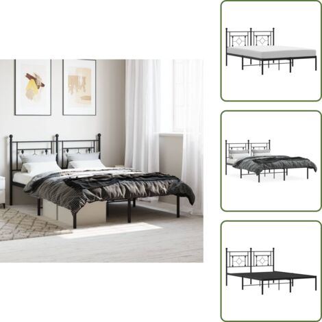 Cama de invitados - vidaXL Estructura cama sin colchón con cabecero metal negro 135x190 cm - Cama de metal