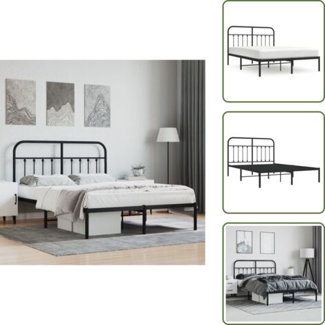 Cama de invitados - vidaXL Estructura cama sin colchón con cabecero metal negro 140x190 cm - Cama de metal