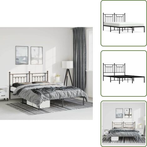 Cama de invitados - vidaXL Estructura cama sin colchón con cabecero metal negro 150x200 cm - Cama de metal