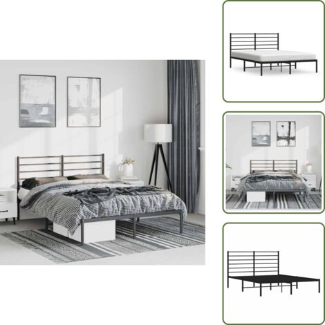 Cama de invitados - vidaXL Estructura cama sin colchón con cabecero metal negro 150x200 cm - Cama de metal