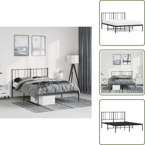 Cama de invitados - vidaXL Estructura cama sin colchón con cabecero metal negro 150x200 cm - Cama de metal